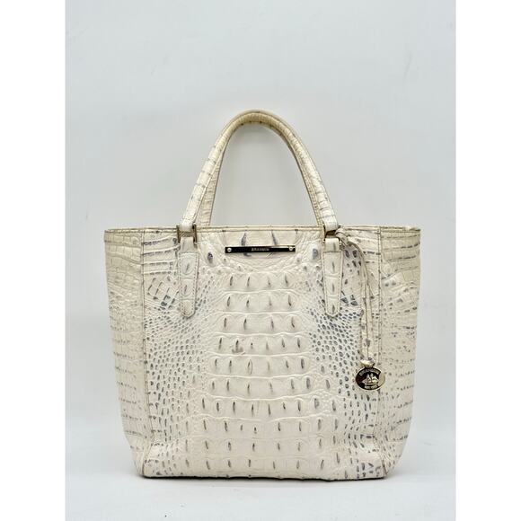 Brahmin Mini Asher Crocodile Leather Cream Satchel Shoulder Bag Women's - Picture 4 of 11